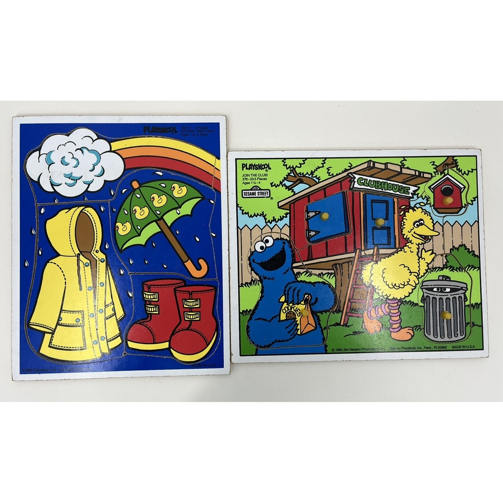 VTG Playskool Puzzles Sesame Street Join The Club 376-03 Stormy Weather 180-15